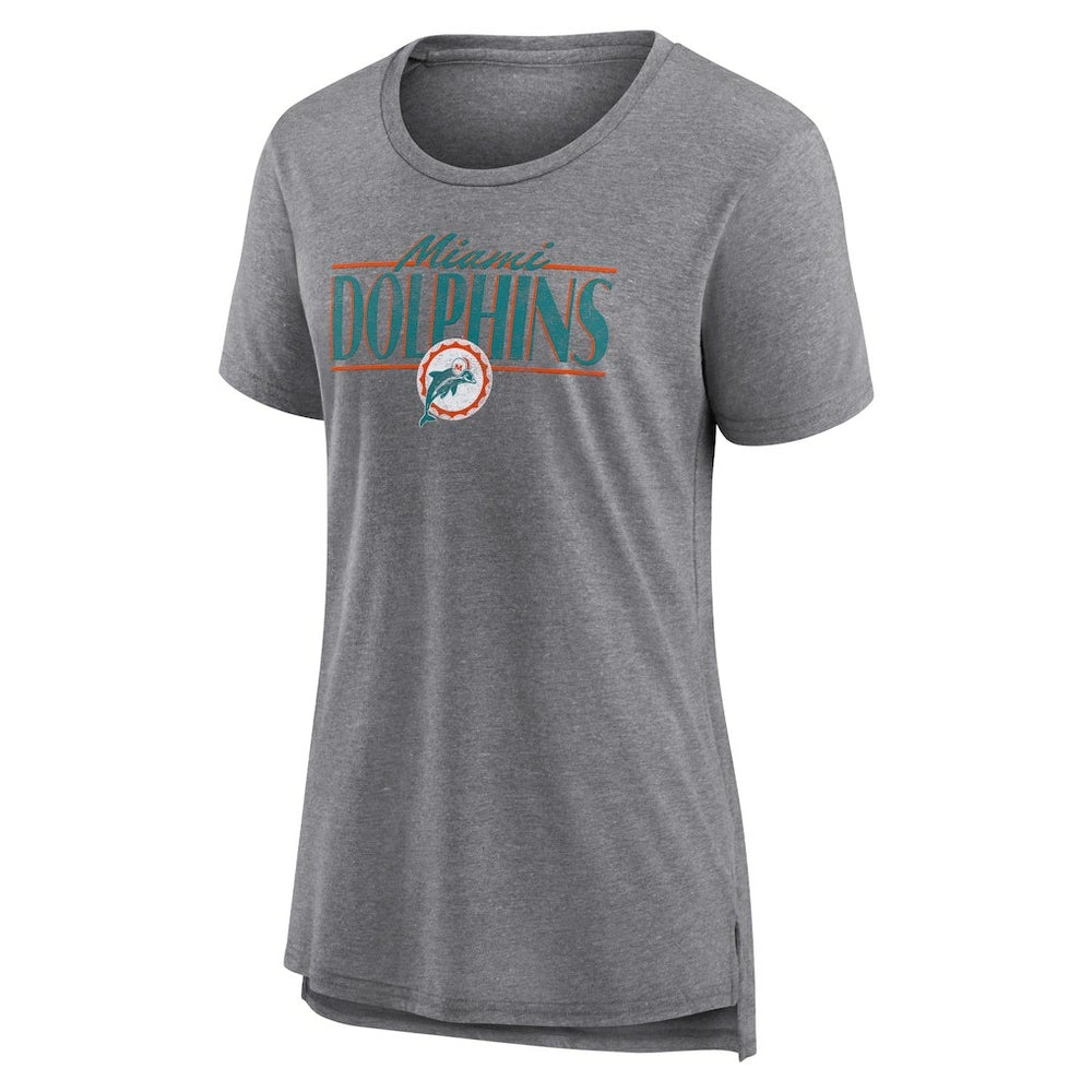 Miami Dolphins Women's Up the Middle Tri-Blend T-Shirt Heather Gray - Fanatics