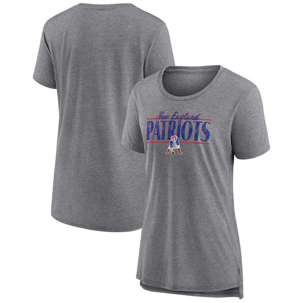 New England Patriots Women's Up the Middle Tri-Blend T-Shirt Heather Gray - Fanatics