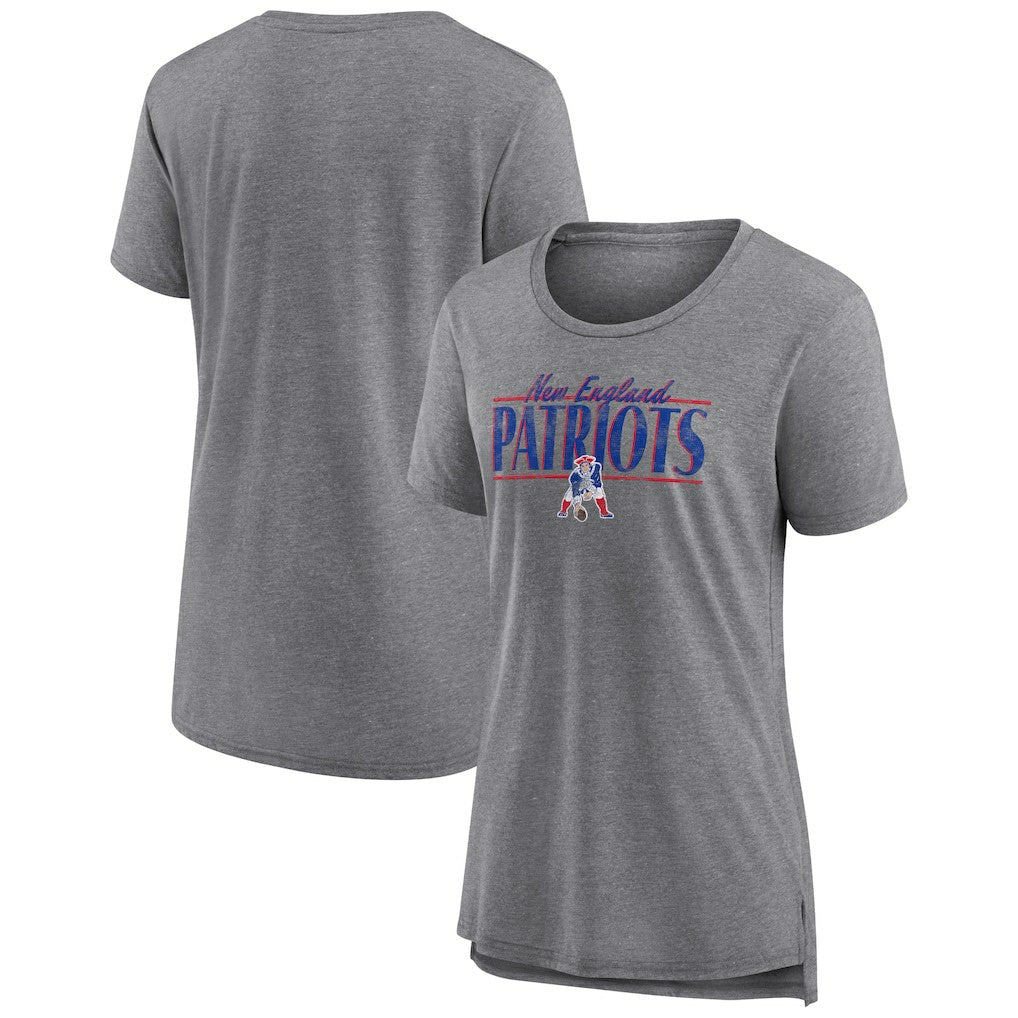 New England Patriots Women's Up the Middle Tri-Blend T-Shirt Heather Gray - Fanatics