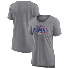 New England Patriots Women's Up the Middle Tri-Blend T-Shirt Heather Gray - Fanatics