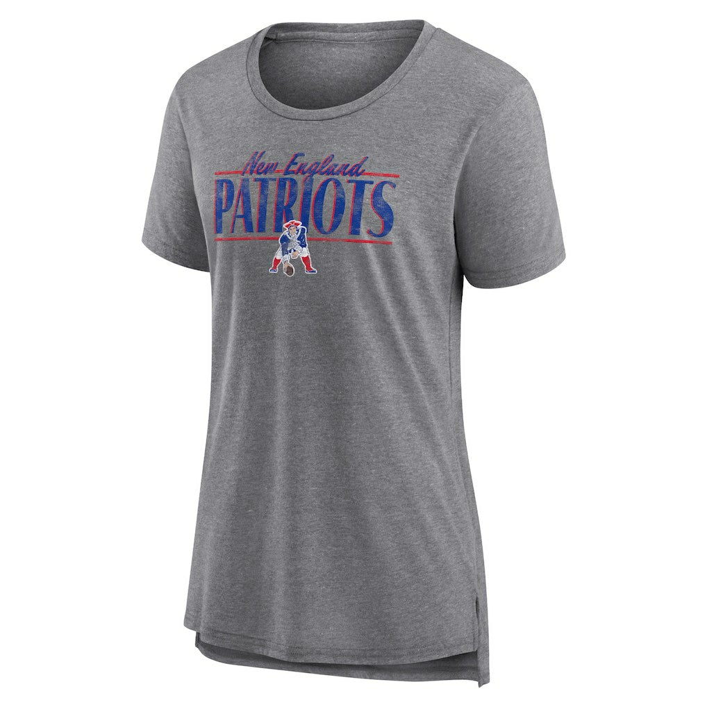 New England Patriots Women's Up the Middle Tri-Blend T-Shirt Heather Gray - Fanatics