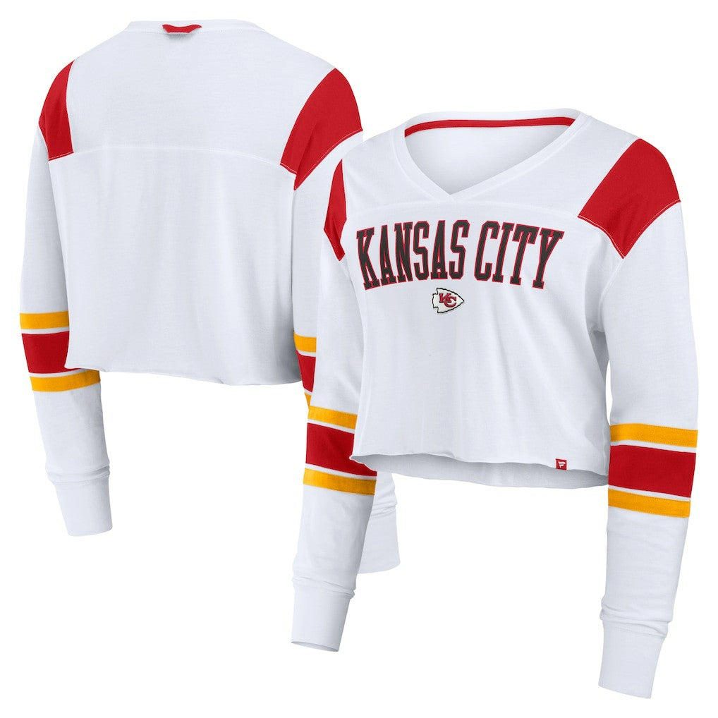 Kansas City Chiefs Women's Stretch Cropped Fashion Long Sleeve T-Shirt White - Fanatics