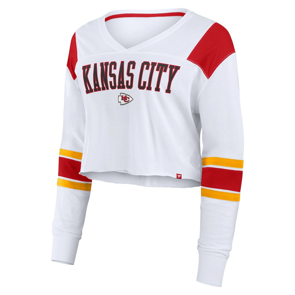 Kansas City Chiefs Women's Stretch Cropped Fashion Long Sleeve T-Shirt White - Fanatics