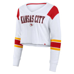 Kansas City Chiefs Women's Stretch Cropped Fashion Long Sleeve T-Shirt White - Fanatics