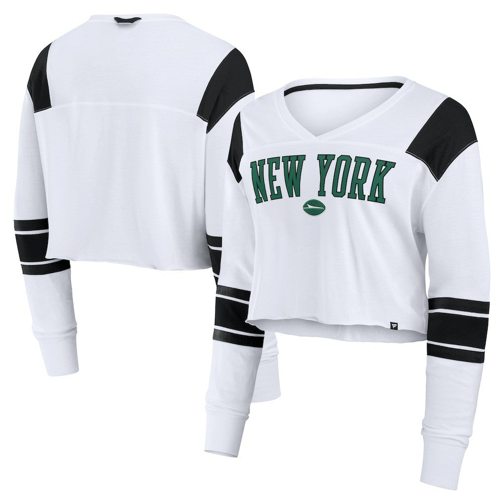 New York Jets Women's Stretch Cropped Fashion Long Sleeve T-Shirt White - Fanatics