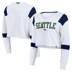 Seattle Seahawks Women's Stretch Cropped Fashion Long Sleeve T-Shirt White - Fanatics