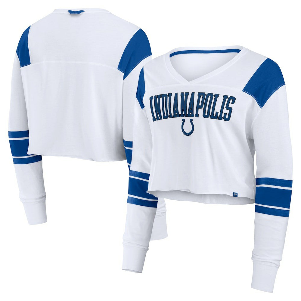 Indianapolis Colts Women's Stretch Cropped Fashion Long Sleeve T-Shirt White - Fanatics