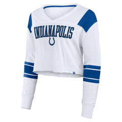 Indianapolis Colts Women's Stretch Cropped Fashion Long Sleeve T-Shirt White - Fanatics