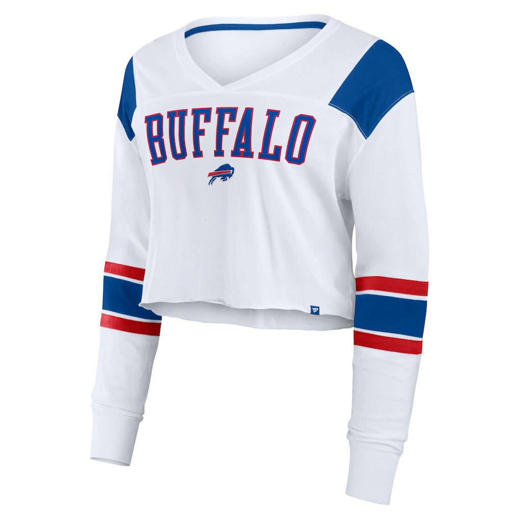 Buffalo Bills Women's Stretch Cropped Fashion Long Sleeve T-Shirt White - Fanatics