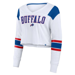 Buffalo Bills Women's Stretch Cropped Fashion Long Sleeve T-Shirt White - Fanatics