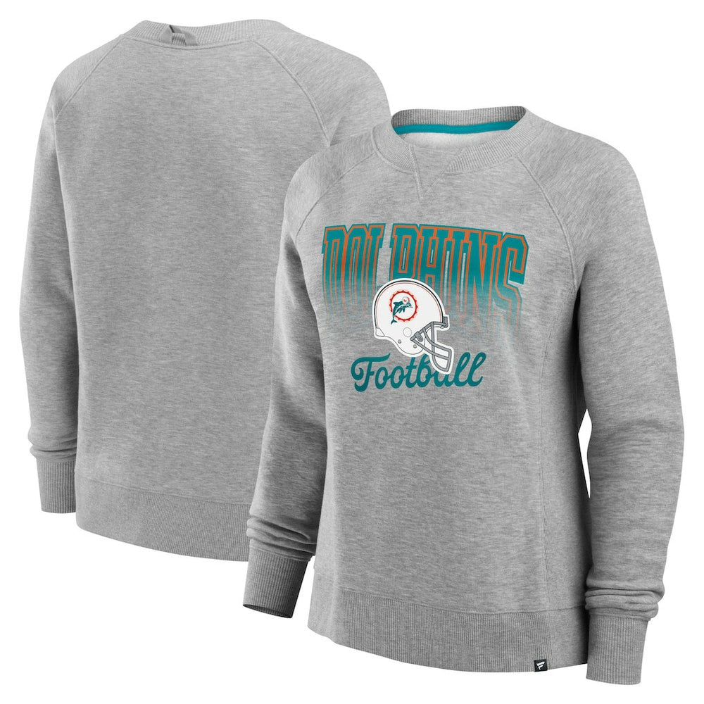 Miami Dolphins Women's Hit Hard Fleece Pullover Sweatshirt Heather Gray - Fanatics