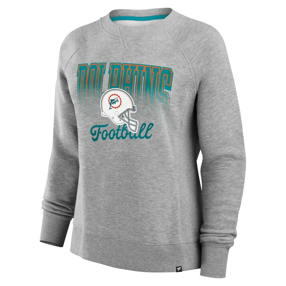 Miami Dolphins Women's Hit Hard Fleece Pullover Sweatshirt Heather Gray - Fanatics