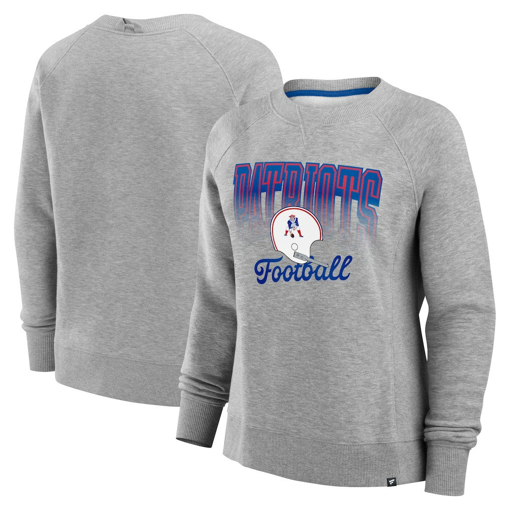 New England Patriots Women's Hit Hard Fleece Pullover Sweatshirt Heather Gray - Fanatics