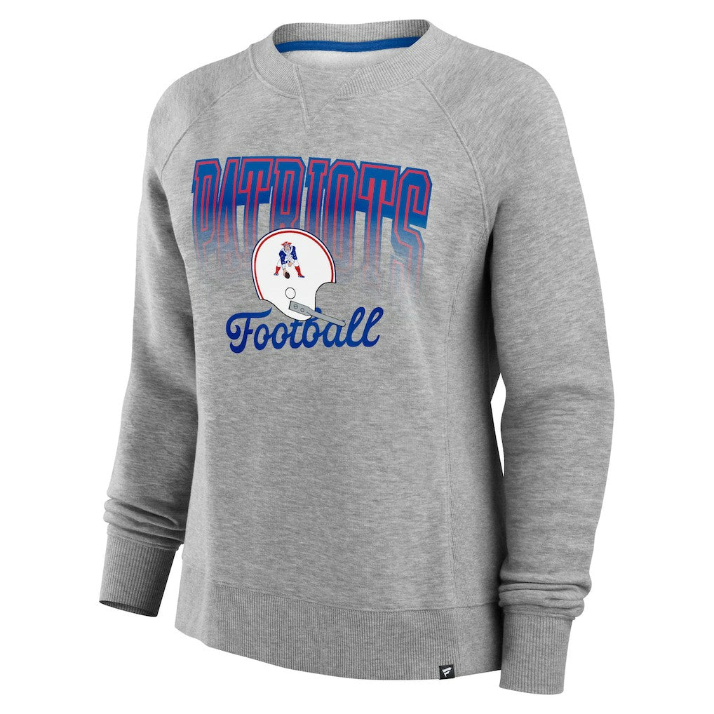 New England Patriots Women's Hit Hard Fleece Pullover Sweatshirt Heather Gray - Fanatics