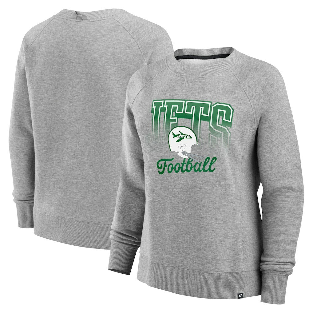 New York Jets Women's Hit Hard Fleece Pullover Sweatshirt Heather Gray - Fanatics