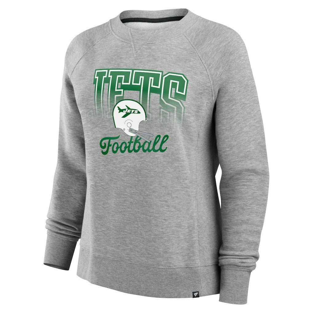 New York Jets Women's Hit Hard Fleece Pullover Sweatshirt Heather Gray - Fanatics