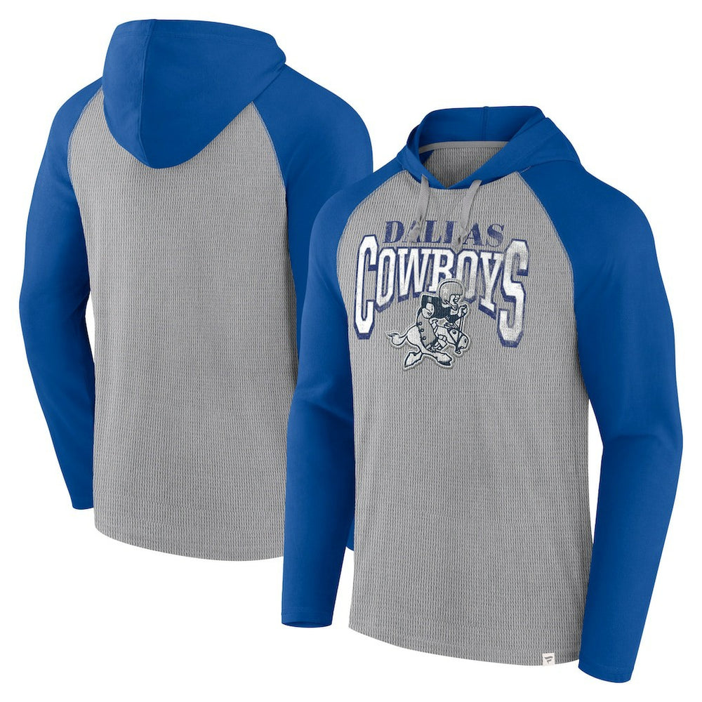 Dallas Cowboys Under Center Long Sleeve Hoodie T-Shirt Silver/Navy - Fanatics