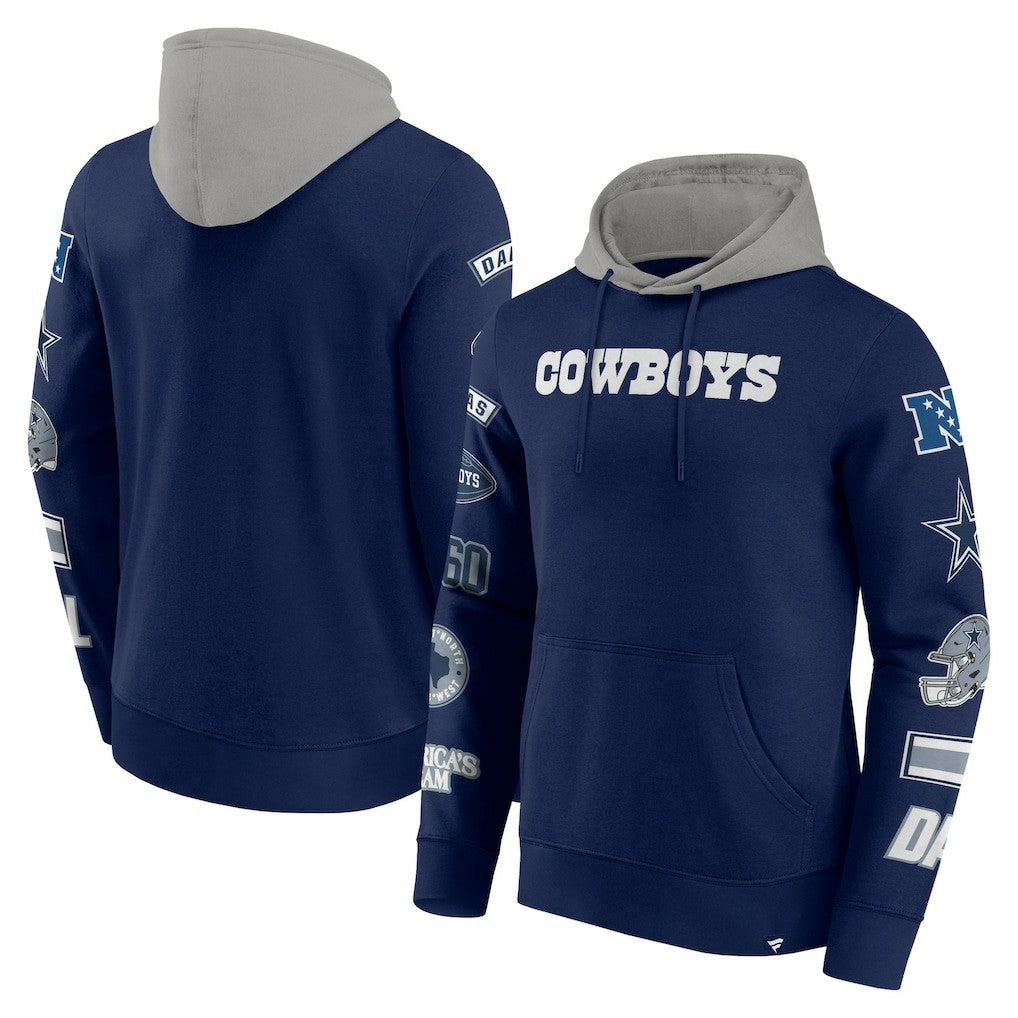 Dallas Cowboys Patched Out Pullover Hoodie Navy/Silver - Fanatics
