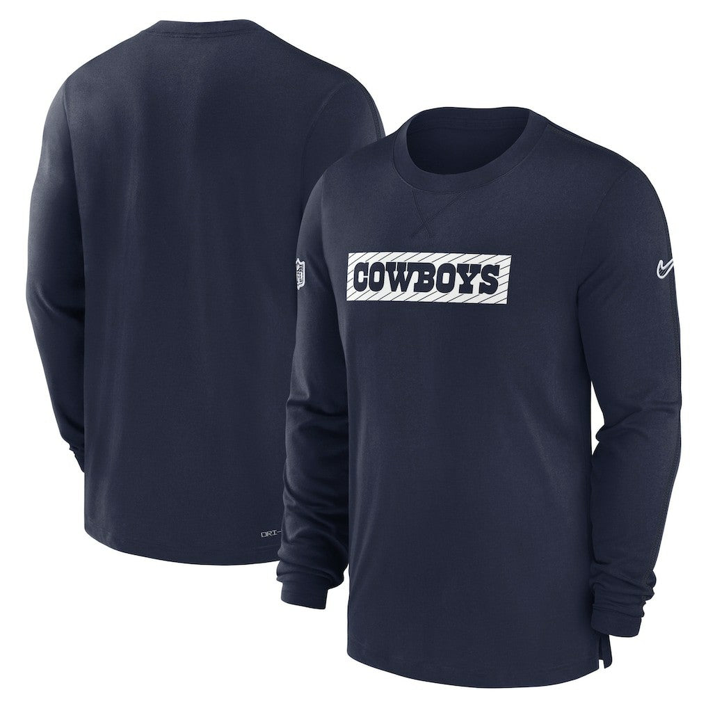 Dallas Cowboys 2024/25 Sideline Player Tri-Blend Performance Long Sleeve T-Shirt Navy - Nike