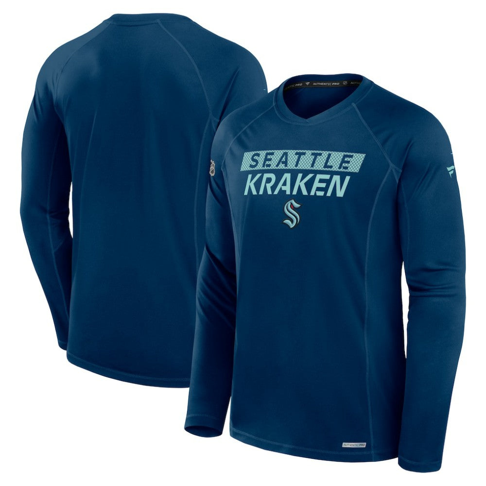 Seattle Kraken Fanatics Authentic Pro Rink Tech Long Sleeve T-Shirt Navy