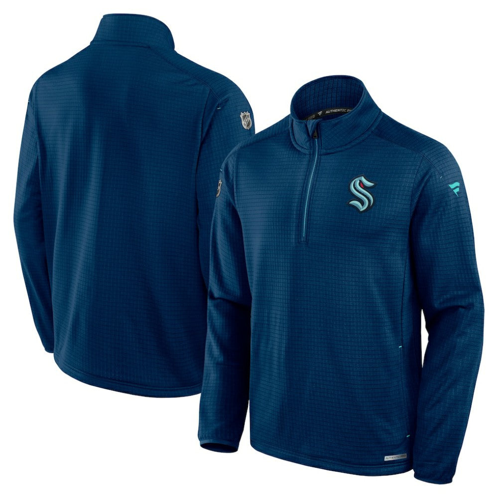 Seattle Kraken Fanatics Authentic Pro Rink Quarter-Zip Jacket Navy