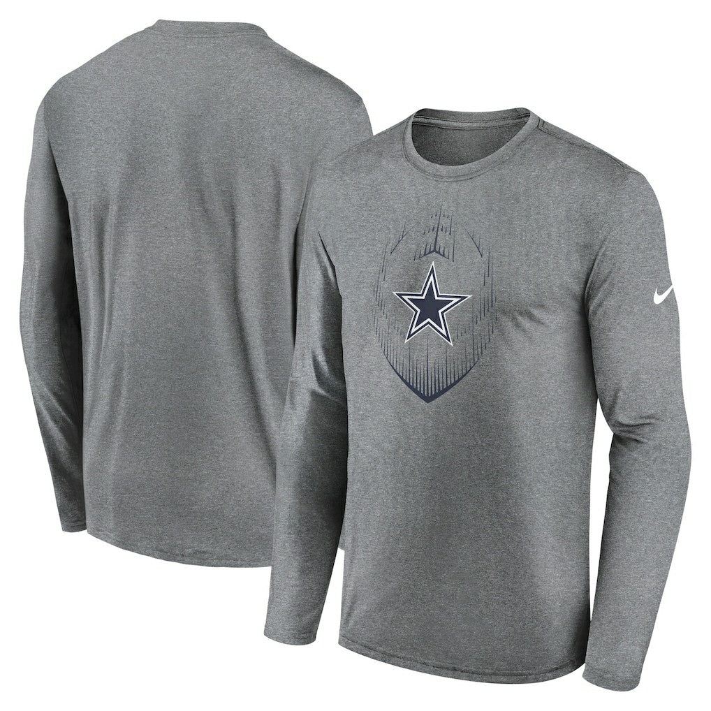 Dallas Cowboys Icon Legend Performance Long Sleeve T-Shirt Heather Gray - Nike