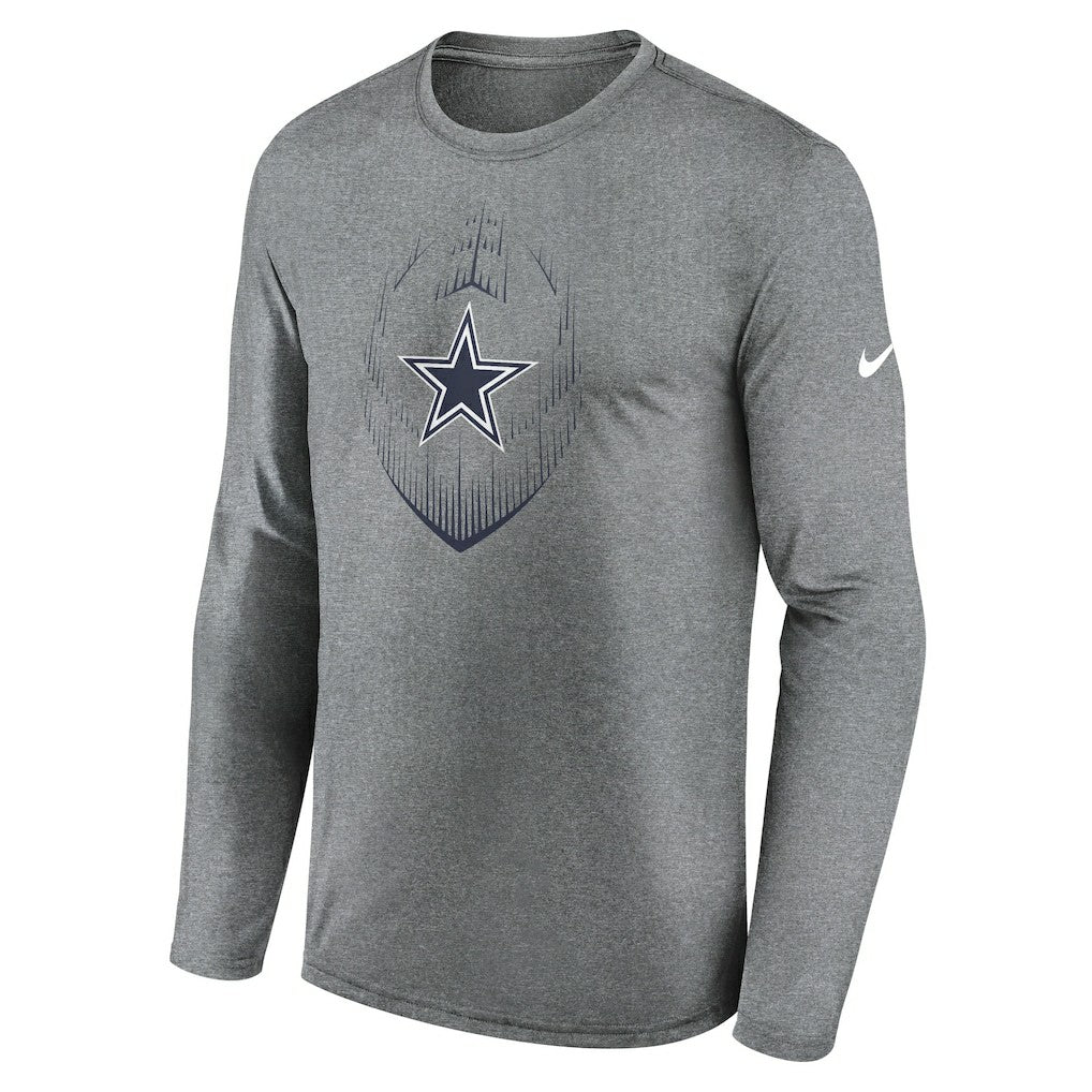 Dallas Cowboys Icon Legend Performance Long Sleeve T-Shirt Heather Gray - Nike