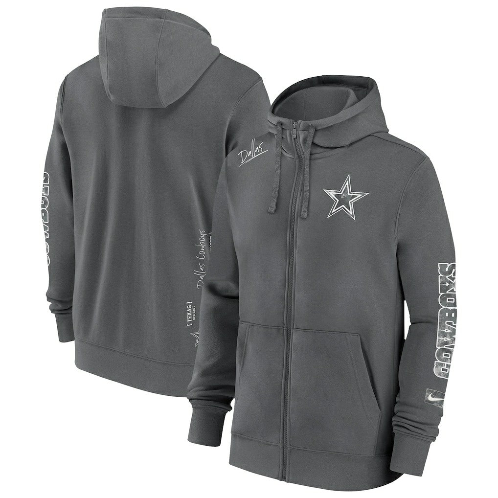 Dallas Cowboys Primetime Club Full-Zip Hoodie Charcoal - Nike