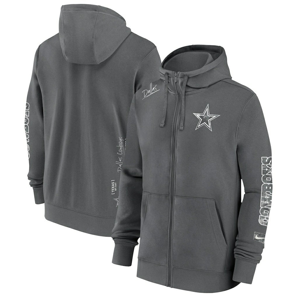 Dallas Cowboys Primetime Club Full-Zip Hoodie Charcoal - Nike