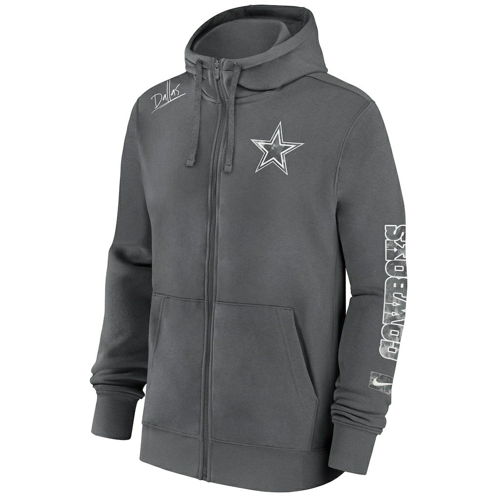 Dallas Cowboys Primetime Club Full-Zip Hoodie Charcoal - Nike