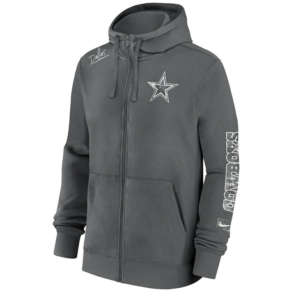 Dallas Cowboys Primetime Club Full-Zip Hoodie Charcoal - Nike