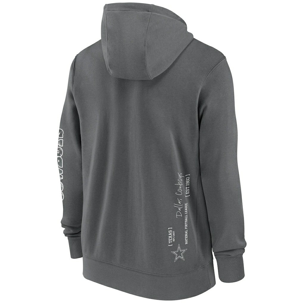 Dallas Cowboys Primetime Club Full-Zip Hoodie Charcoal - Nike