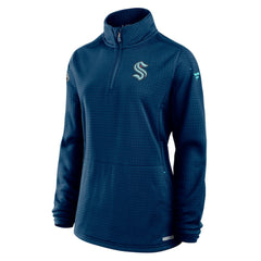 Seattle Kraken Fanatics Women's Authentic Pro Rink Lightweight Quarter-Zip Pullover Sweatshirt Deep Sea Blue