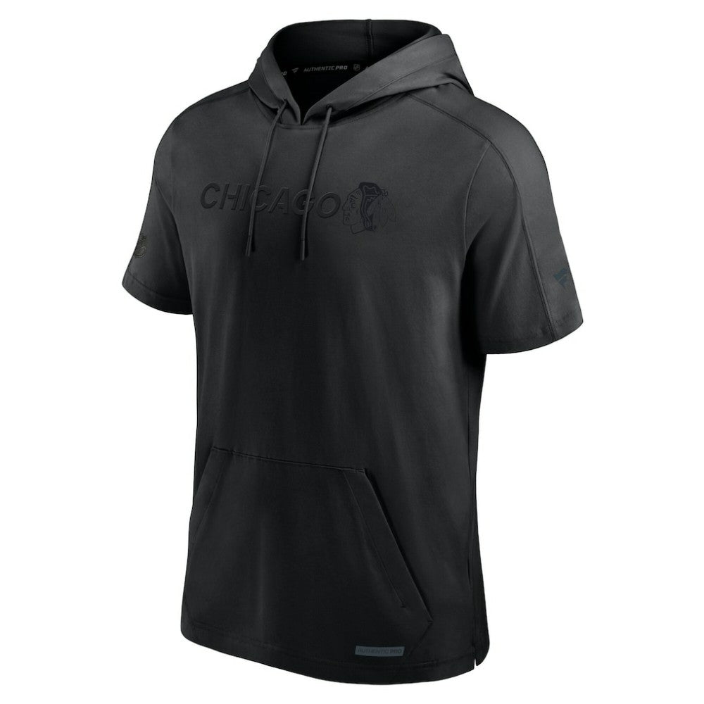 Chicago Blackhawks Fanatics Authentic Pro Road Lightweight Short Sleeve Pullover Hoodie Black