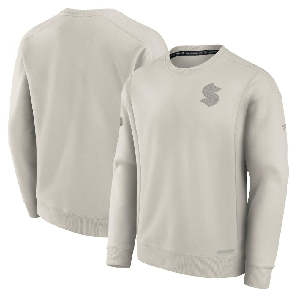 Seattle Kraken Fanatics Authentic Pro Road Fleece Pullover Sweatshirt Cream