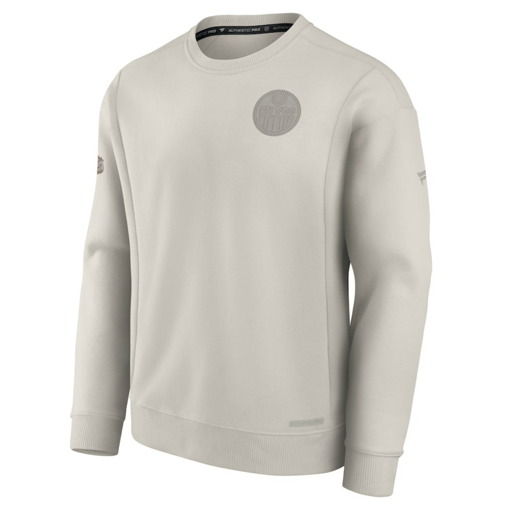 Edmonton Oilers - Fanatics Authentic Pro Road Fleece Pullover Sweatshirt Cream