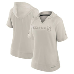 Seattle Kraken Fanatics Women's Authentic Pro Road Short Sleeve V-Neck Pullover Hoodie Cream