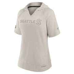 Seattle Kraken Fanatics Women's Authentic Pro Road Short Sleeve V-Neck Pullover Hoodie Cream