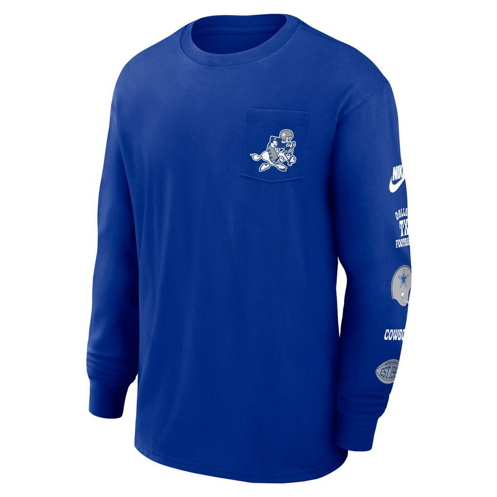 Dallas Cowboys Rewind Heavy Max90 Pocket Long Sleeve T-Shirt Royal - Nike