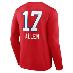 Josh Allen Buffalo Bills Team Wordmark Player Name & Number Long Sleeve T-Shirt Red - NFL