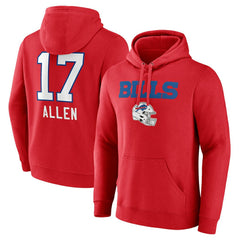 Josh Allen Buffalo Bills Team Wordmark Player Name & Number Pullover Hoodie Red - NFL