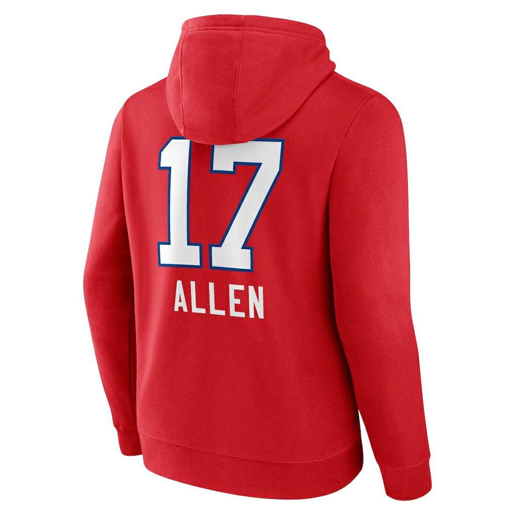 Josh Allen Buffalo Bills Team Wordmark Player Name & Number Pullover Hoodie Red - NFL