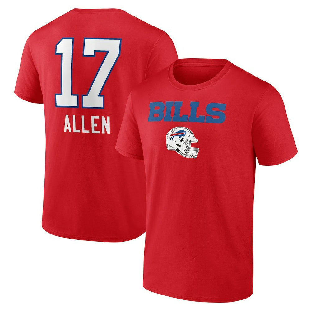 Josh Allen Buffalo Bills Team Wordmark Player Name & Number T-Shirt Red - NFL