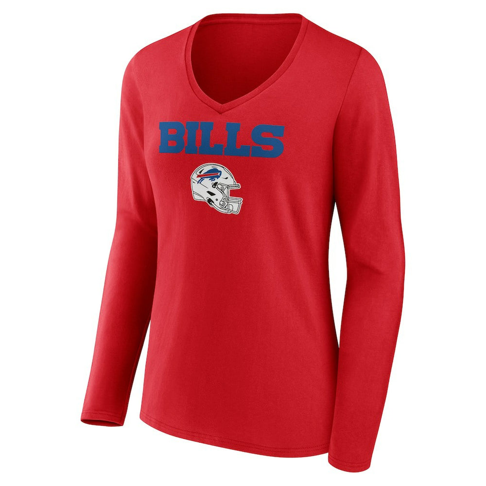 Josh Allen Buffalo Bills Women's Team Wordmark Player Name & Number Long Sleeve V-Neck T-Shirt Red - NFL