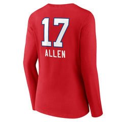 Josh Allen Buffalo Bills Women's Team Wordmark Player Name & Number Long Sleeve V-Neck T-Shirt Red - NFL