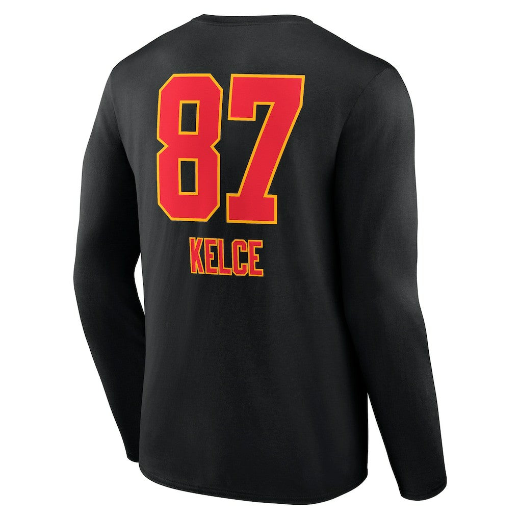 Travis Kelce Kansas City Chiefs Team Wordmark Player Name & Number Long Sleeve T-Shirt Black - NFL