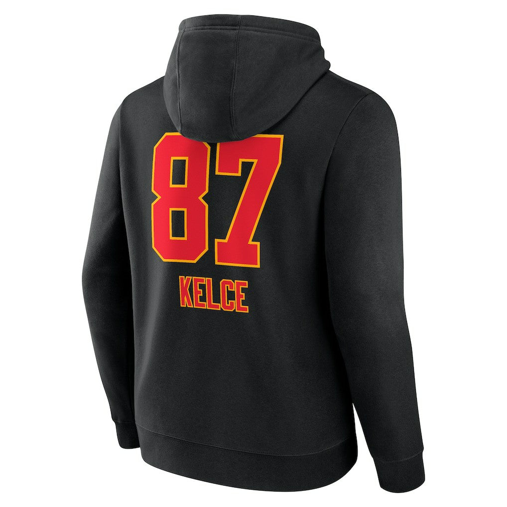 Travis Kelce Kansas City Chiefs Team Wordmark Player Name & Number Pullover Hoodie Black - NFL