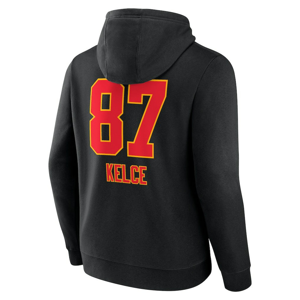 Travis Kelce Kansas City Chiefs Team Wordmark Player Name & Number Pullover Hoodie Black - NFL