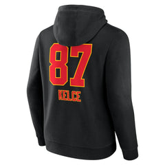 Travis Kelce Kansas City Chiefs Team Wordmark Player Name & Number Pullover Hoodie Black - NFL
