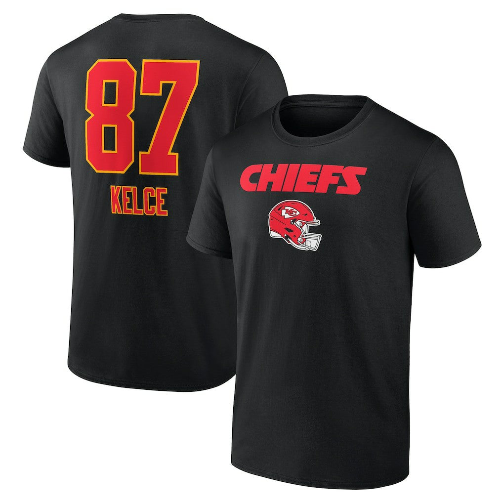Travis Kelce Kansas City Chiefs Team Wordmark Player Name & Number T-Shirt Black - NFL